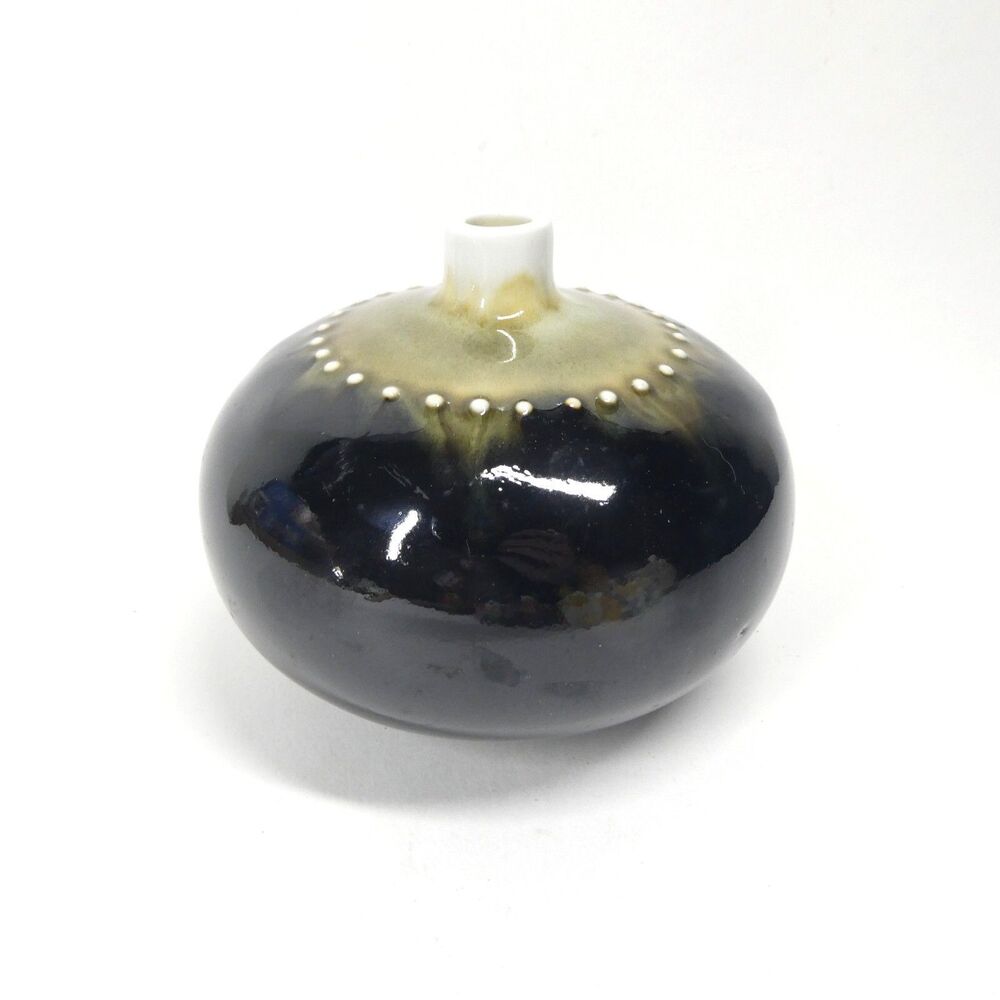Hakusan Japan Ikebana Bud Vase Masahiro Mori Glazed Ceramic Round